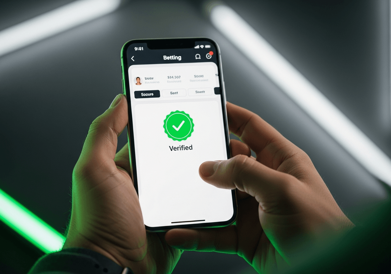 Verified betting account confirmation on a mobile phone